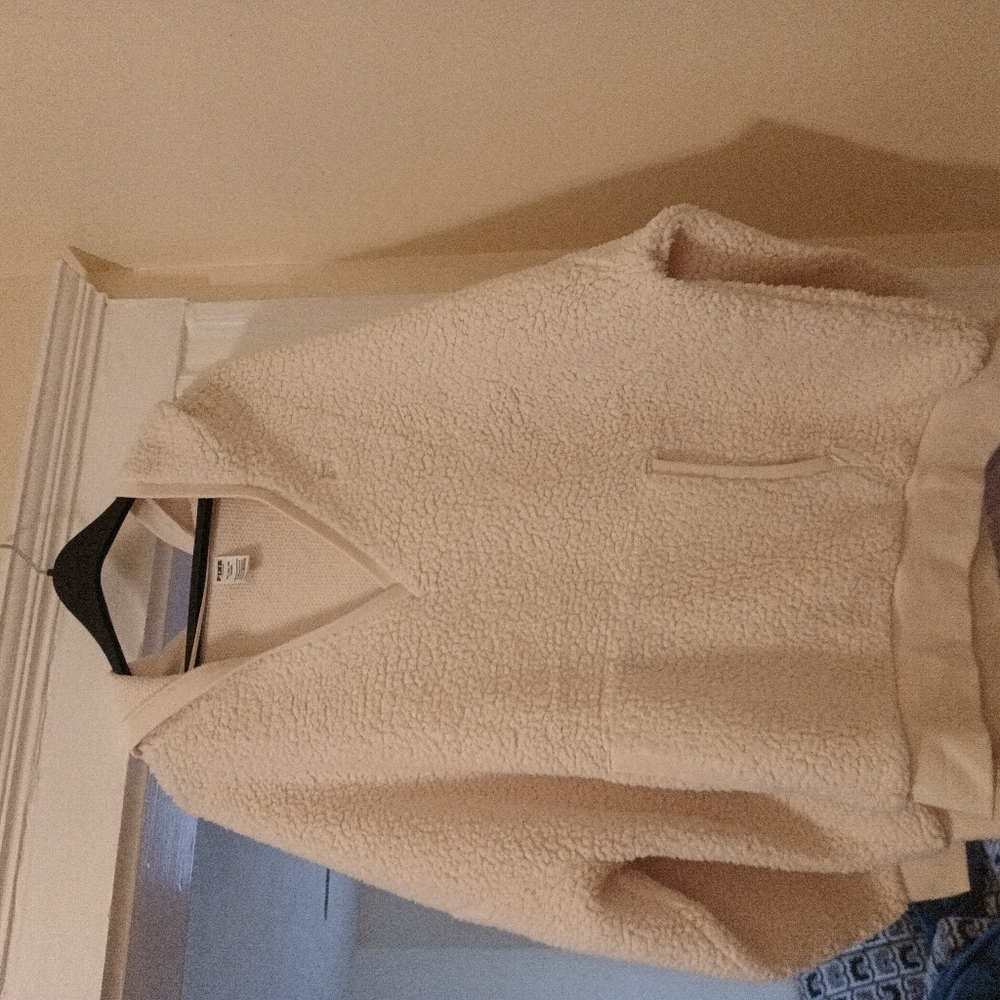 PINK Victoria's Secret Cream Teddy Jacket High Collar